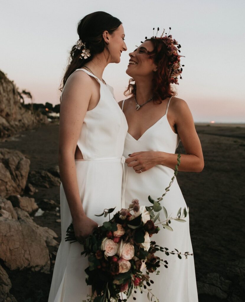 we're now just sat here dreaming about beach elopements, in golden hour | Feathers & Florence | Wedding Dress Preston
