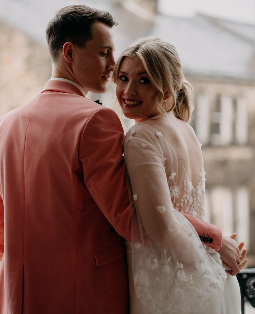 We'll always be obsessed with the detail of the Natasha dress by House of Savin London | ⁠Feathers & Florence | Wedding Dress Preston