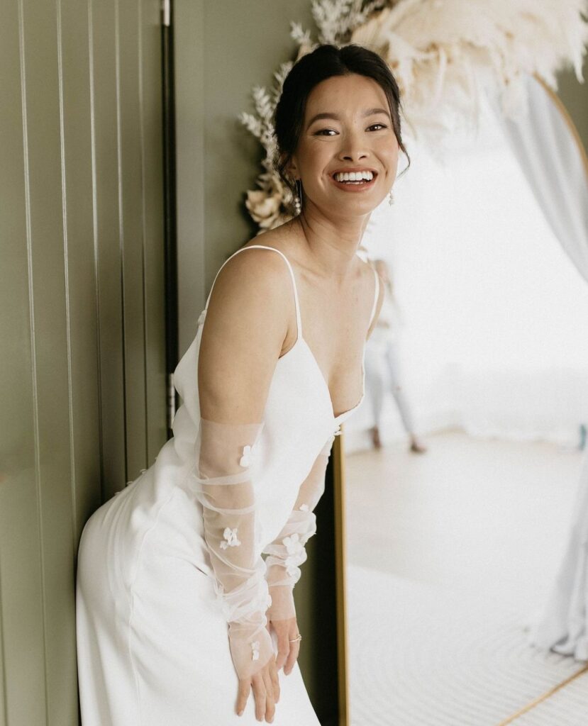 Slip wedding dresses are perfect for an effortlessly chic bridal style | Feathers & Florence | Wedding Dress Preston