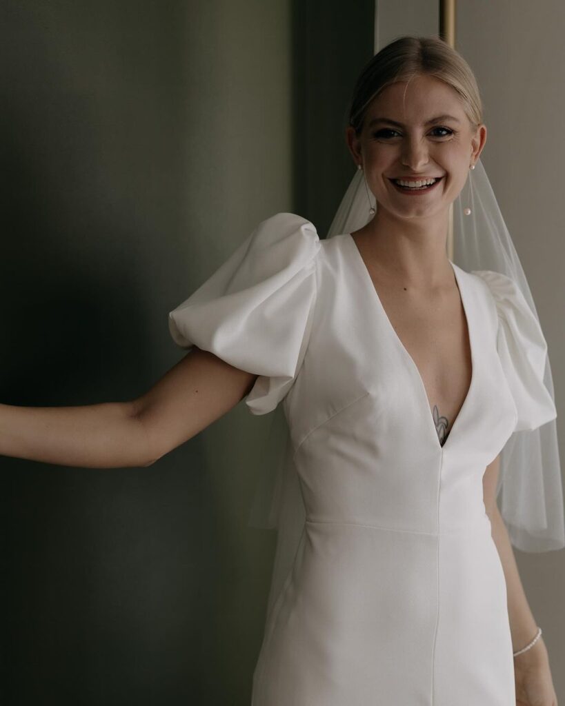 A dress that feels editorial but effortlessly chic | Feathers & Florence | Wedding Dress Preston | Wedding Dresses Lancashire